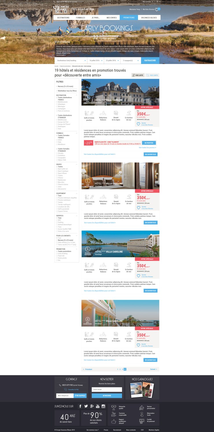 Liste de résultat Vacances Bleues