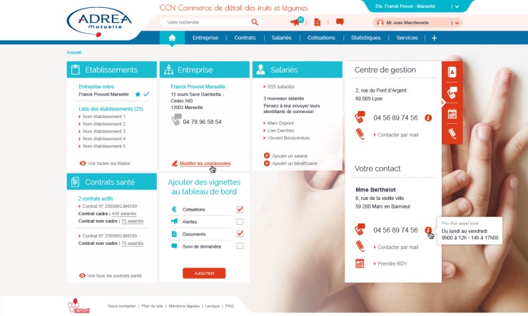 Accueil extranet mutuelle Adréa