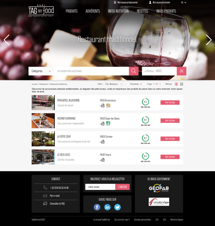 Resultat recherche TagMyFood